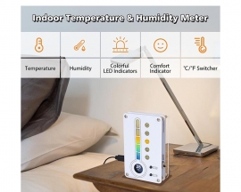 DIY Temperature Humidity Meter with Expressive LED Face, Dual Units ℃/℉ Display Thermo-Hygrometer Soldering Practice Kit, STEM Electronics Project for Home Room School
